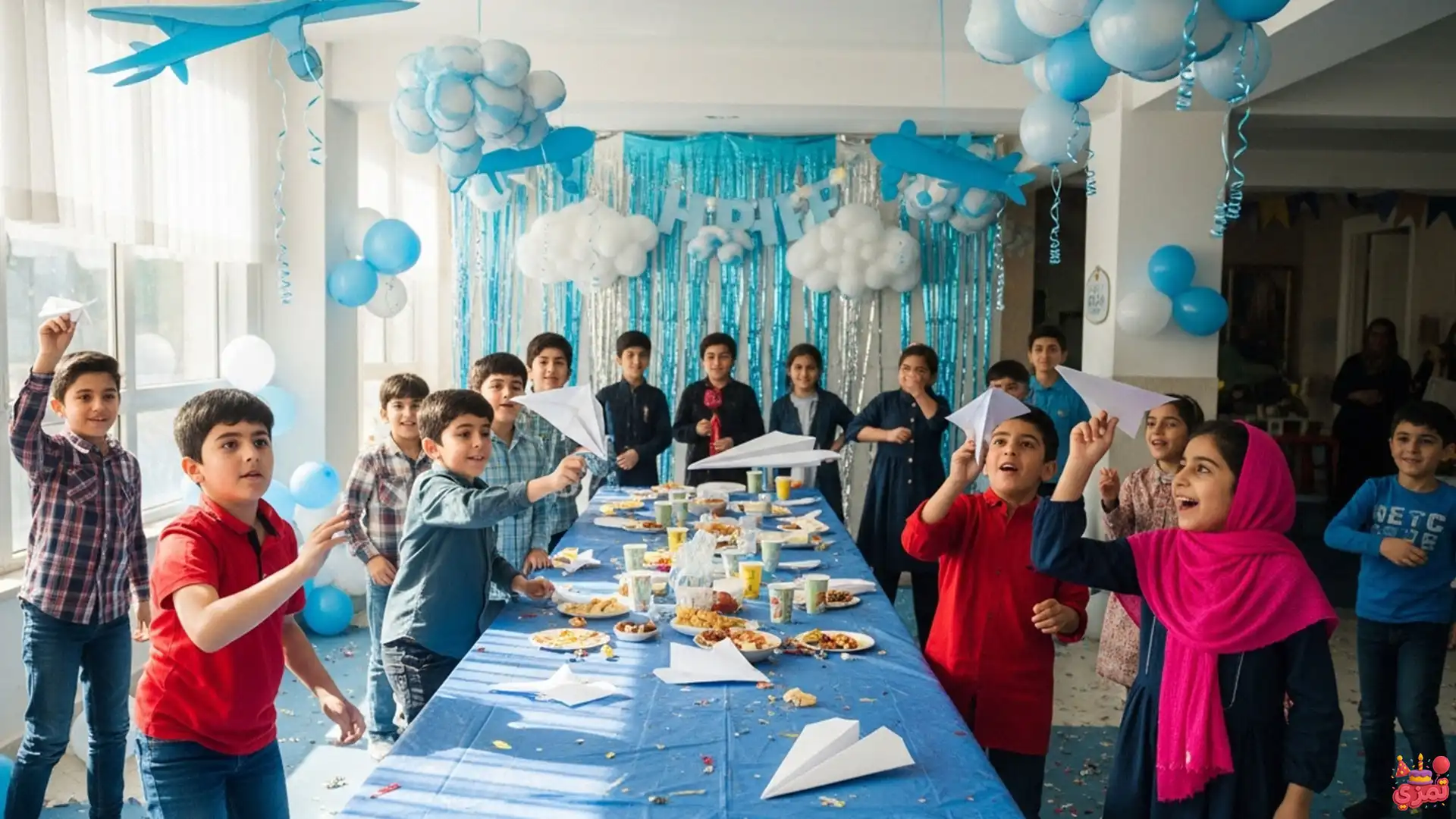 تم تولد پسرانه هواپیما بازی کاغذی سرگرمی جشن تولد با هواپیما