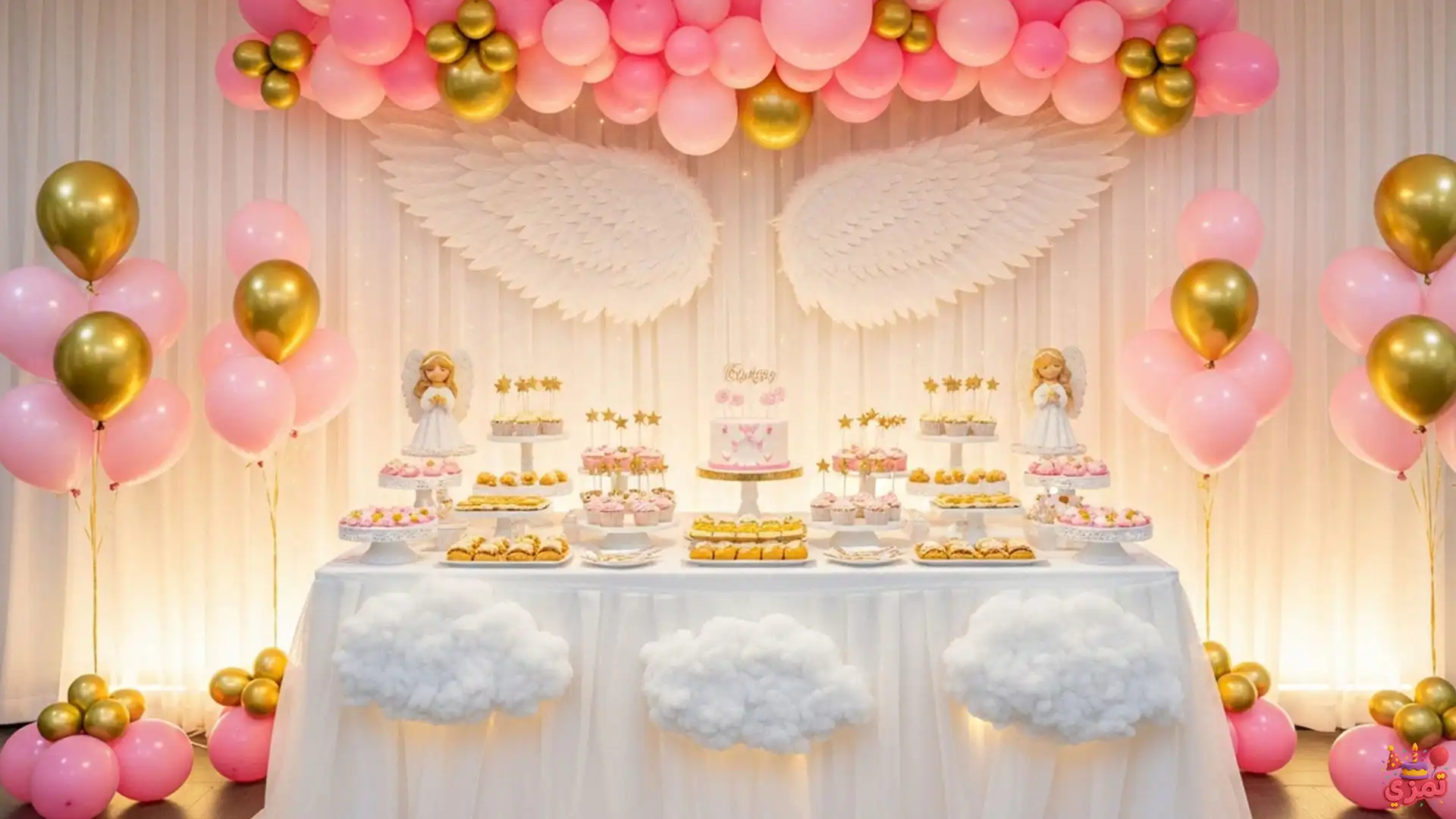 تم تولد دخترانه فرشته دکور ابر و بال تم تولد دخترانه فرشته دکور ابر