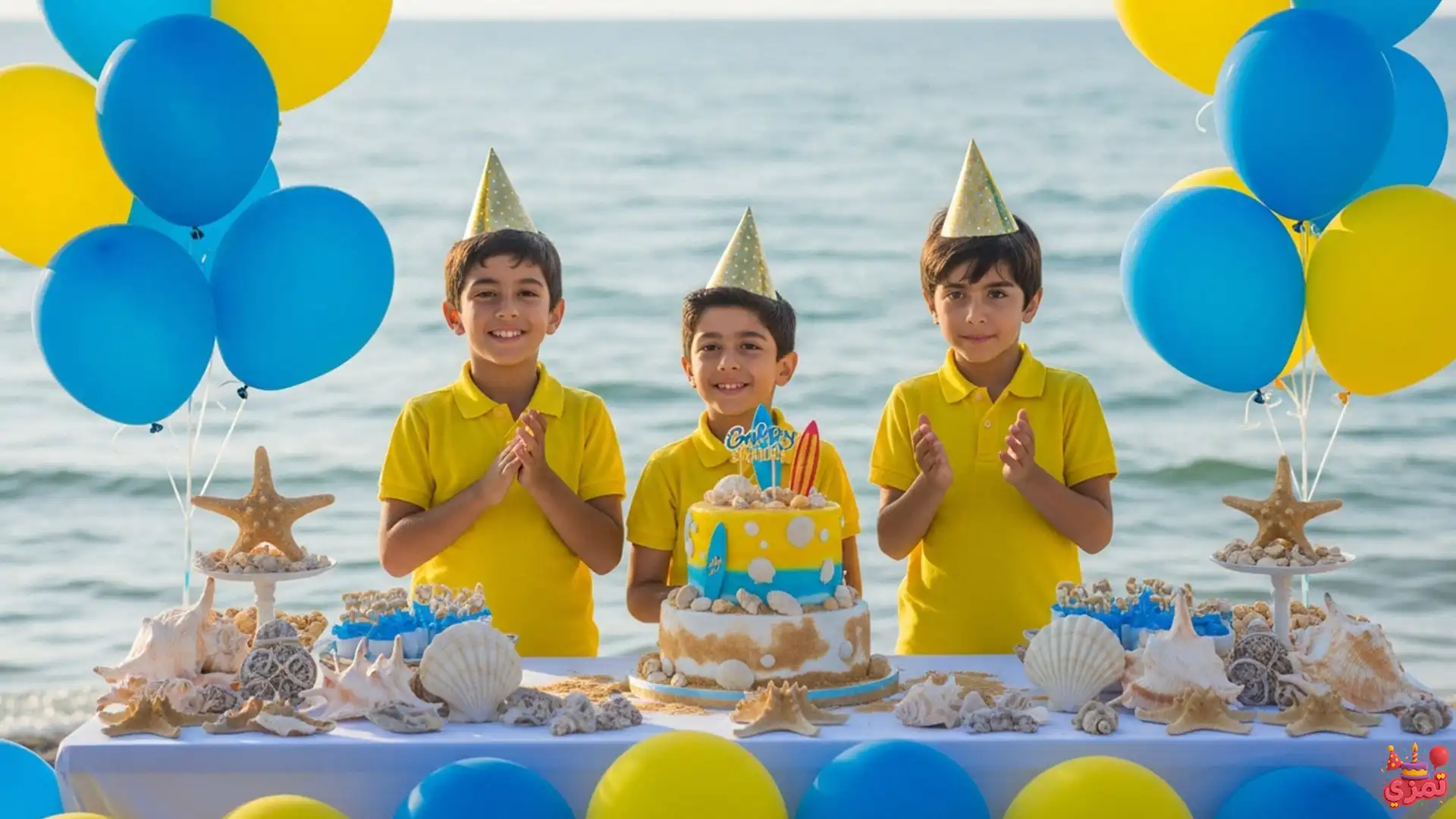 تم تولد پسرانه دریا و ساحل تم تولد پسرانه دریا و ساحل با دکور آبی و زرد