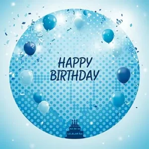 تم تولد دخترانه خالدار آبی با بادکنک و دکوراسیون جشن تولد