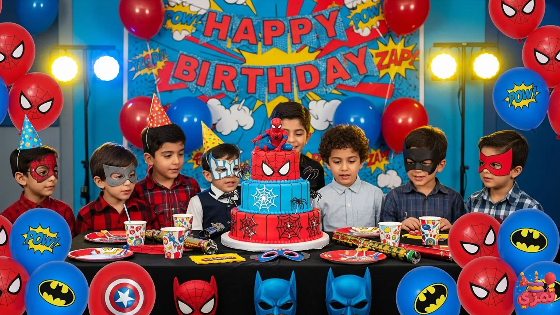 تم تولد ۵ سالگی پسرانه با ابرقهرمانان