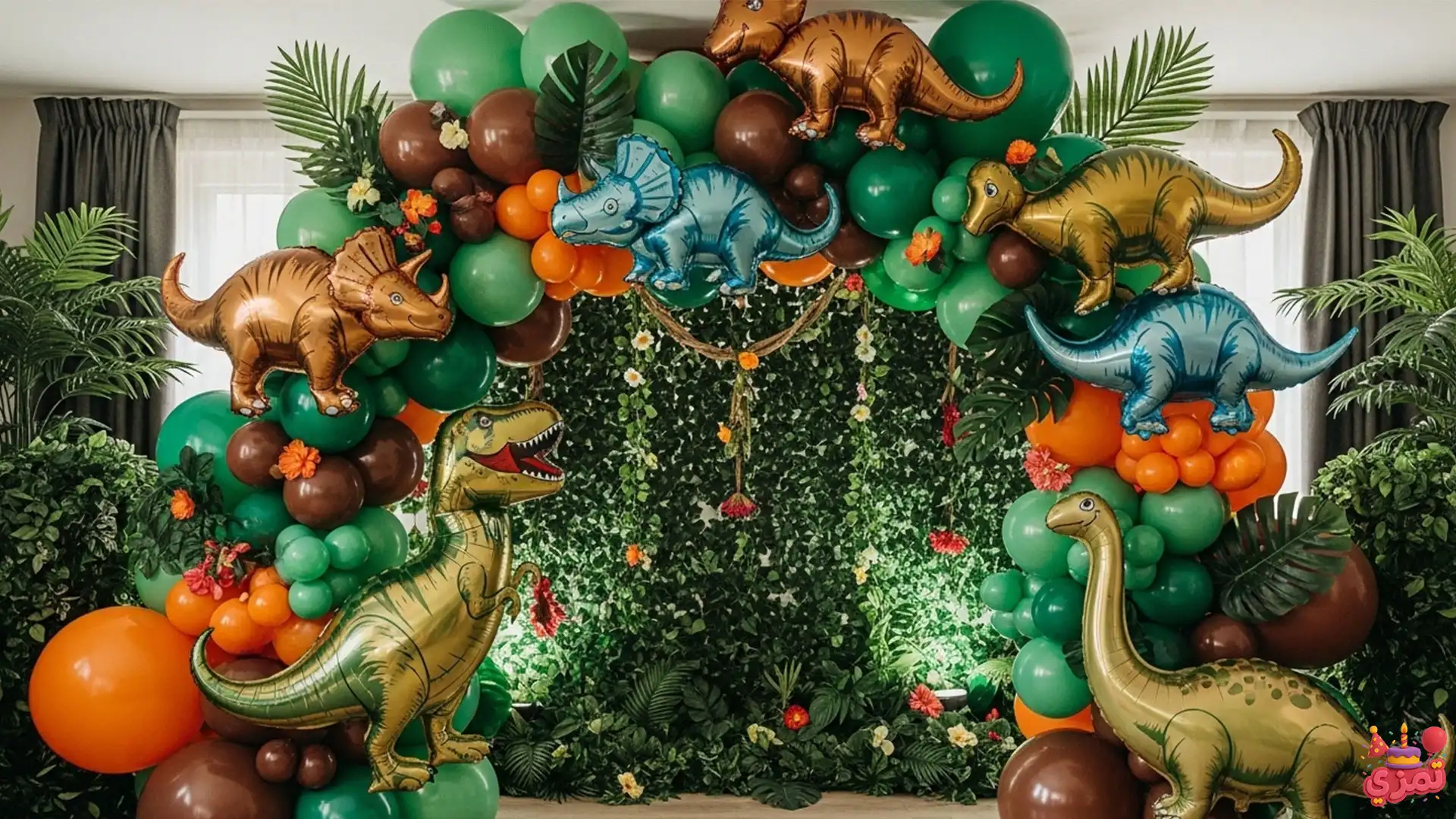 بادکنک آرایی تم تولد پسرانه دایناسور بادکنک آرایی حرفه ای تم تولد پسرانه دایناسور