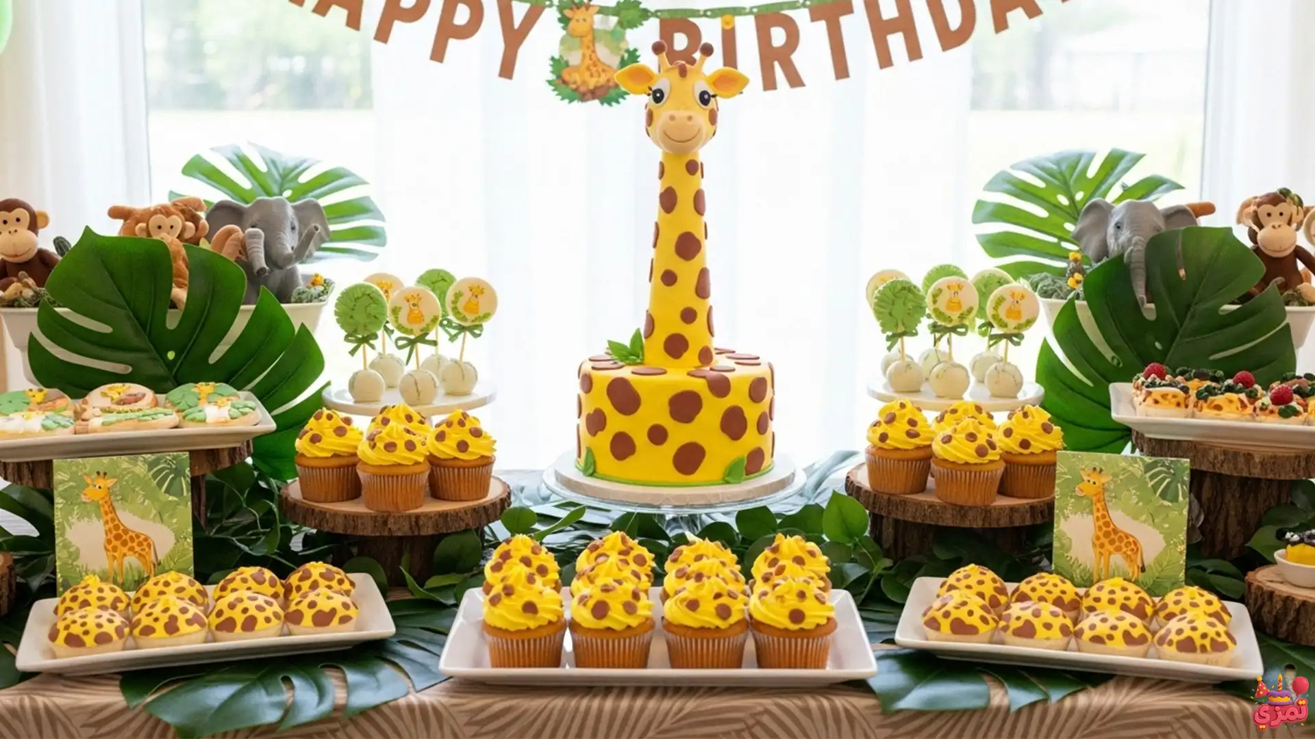 تم تولد پسرانه زرافه با میز پذیرایی تم تولد پسرانه زرافه با میز پذیرایی و کیک زرافهای