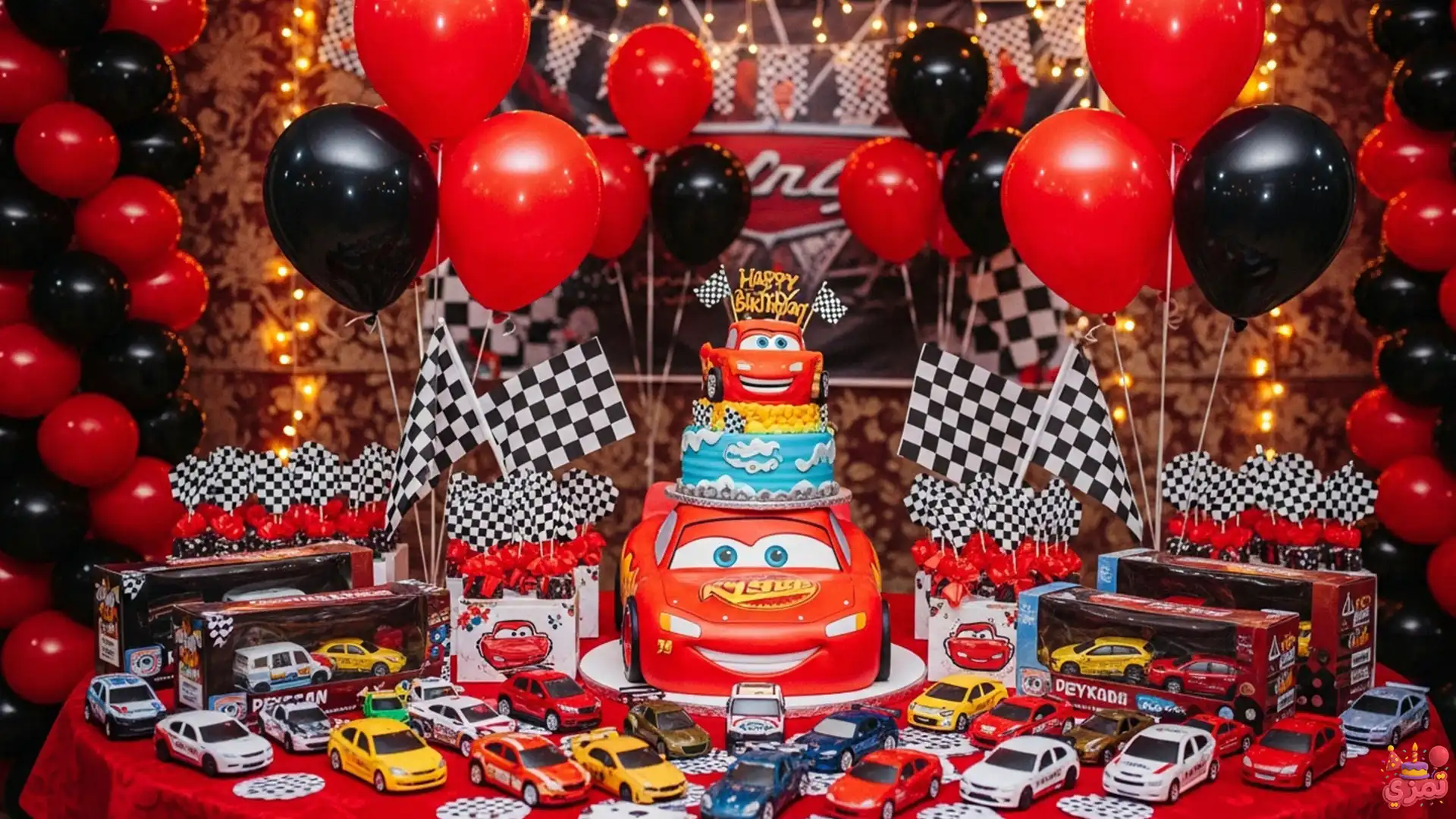تم تولد پسرانه قرمز و مشکی ماشین تم تولد پسرانه ماشینها قرمز و مشکی