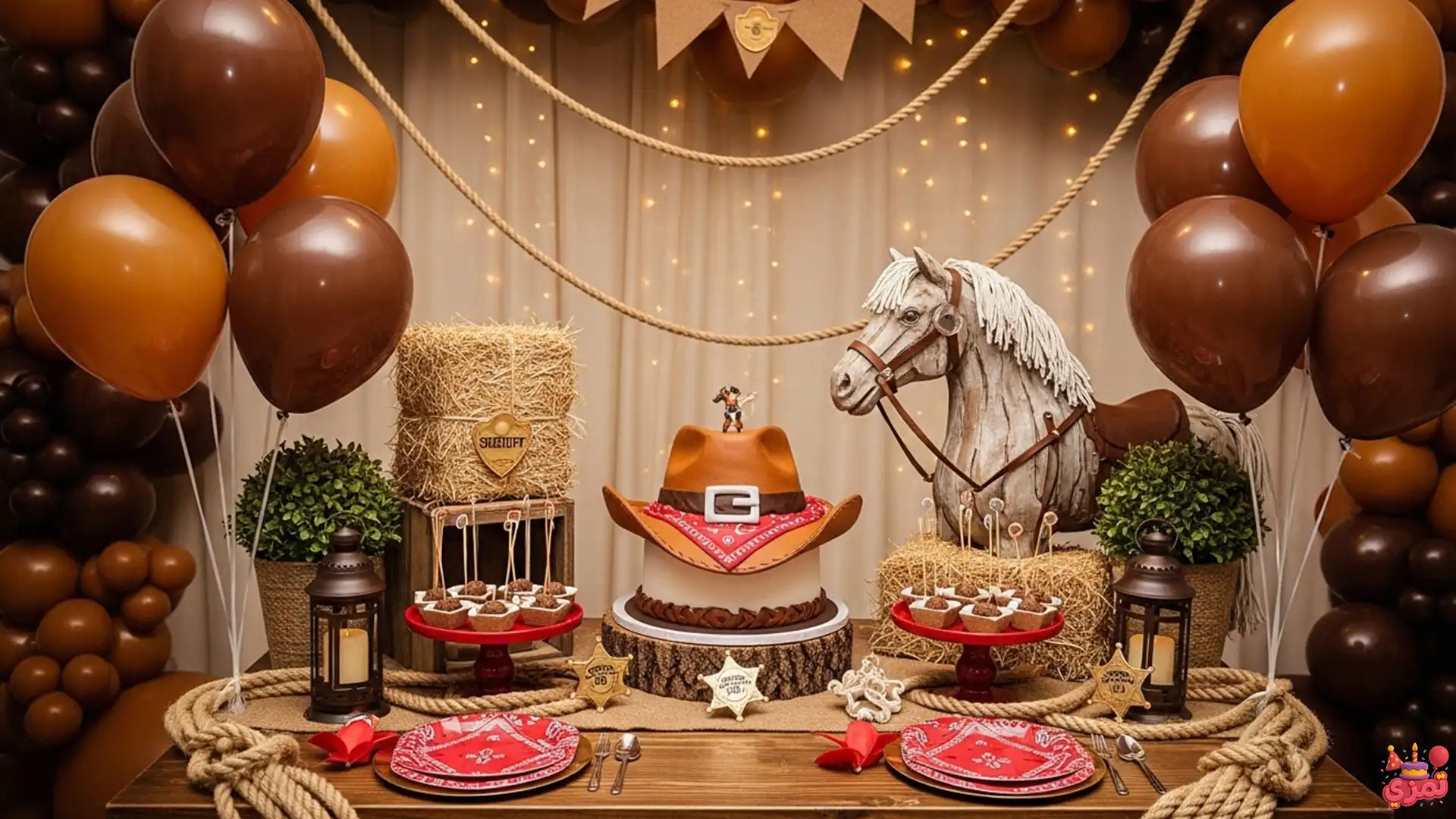 تم تولد پسرانه قهوهای کابوی تم تولد پسرانه کابوی قهوهای