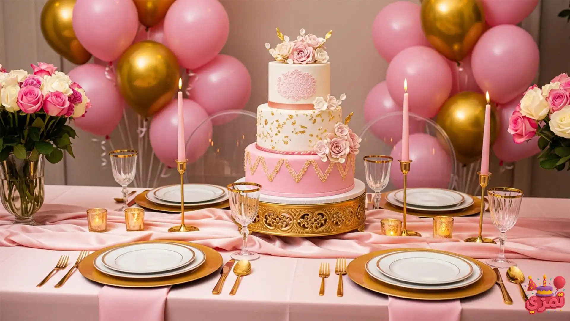 میز پذیرایی با ایده تم تولد دخترانه بزرگسال