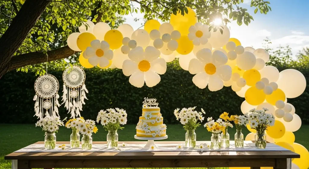 جشن تولد دخترانه با تم گل بابونه