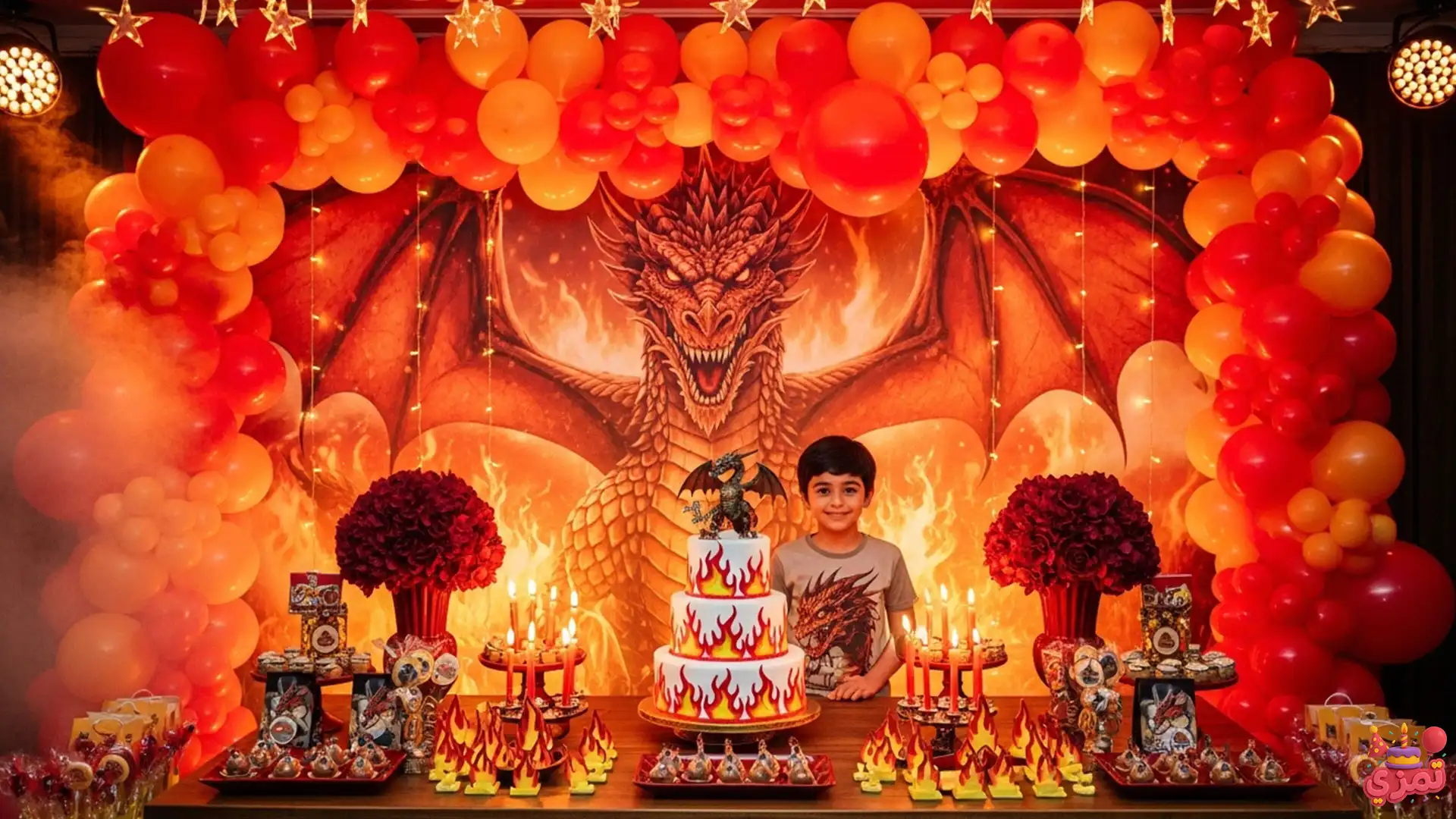 تم تولد پسرانه اژدها آتشین تم تولد پسرانه اژدها رنگهای آتشین
