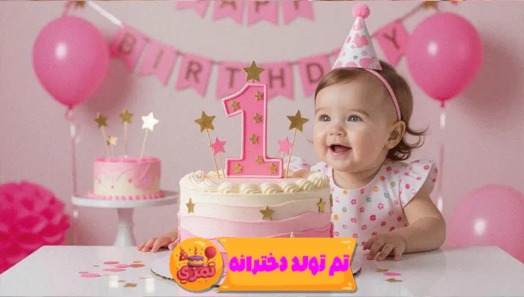 ست یکسالگی – میز کیک صورتی