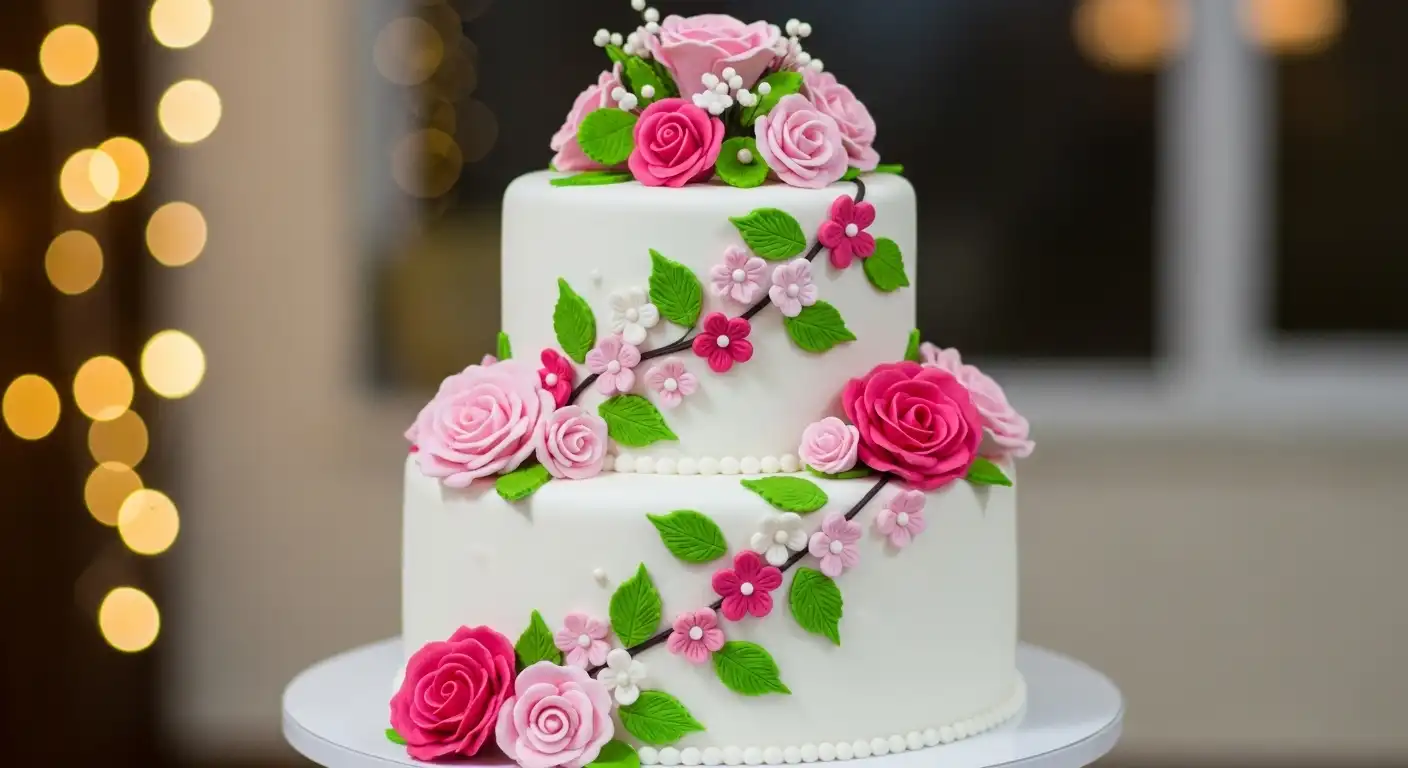 کیک تولد دخترانه با تم گل
