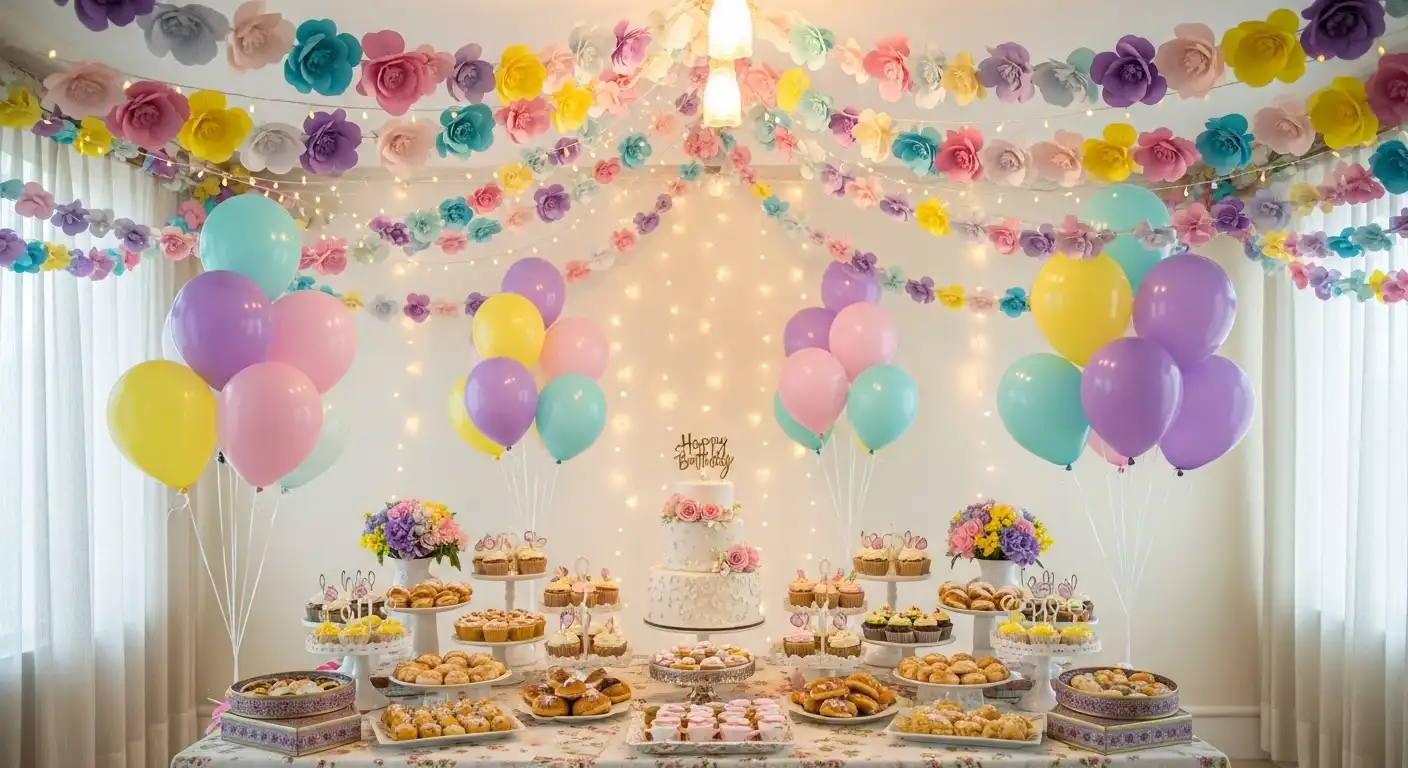 دکور جشن تولد دخترانه با تم گل