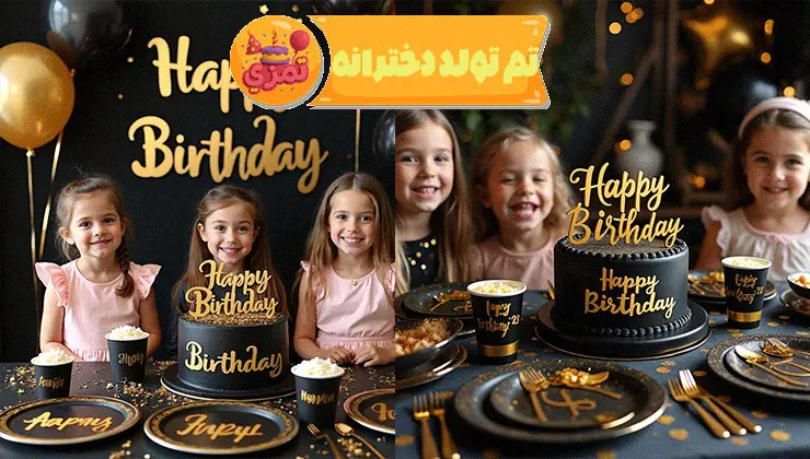 میز تولد طلایی – شمع و تاپر متالیک