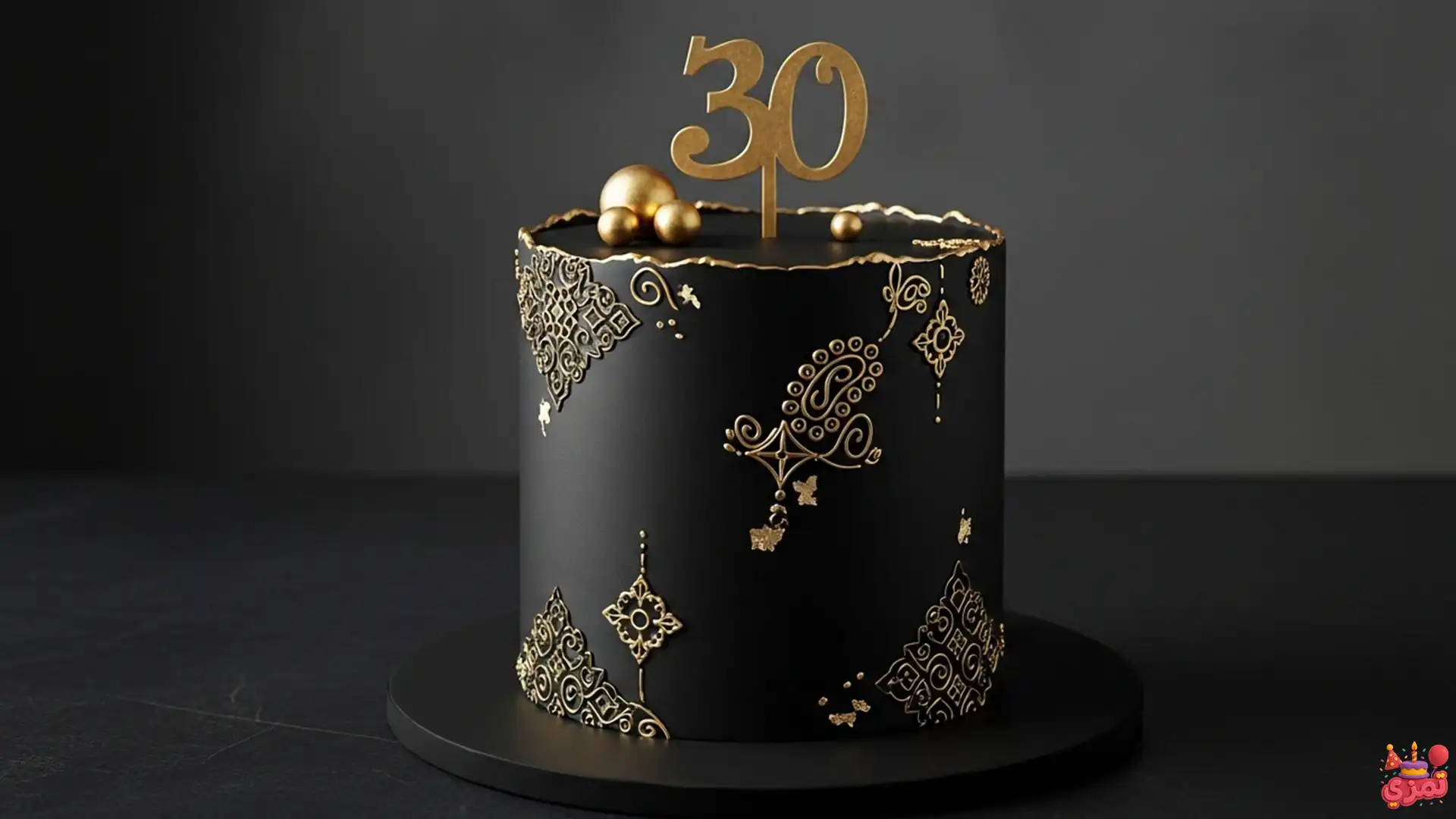 تم تولد پسرانه طلایی مشکی کیک کیک تم تولد پسرانه طلایی مشکی
