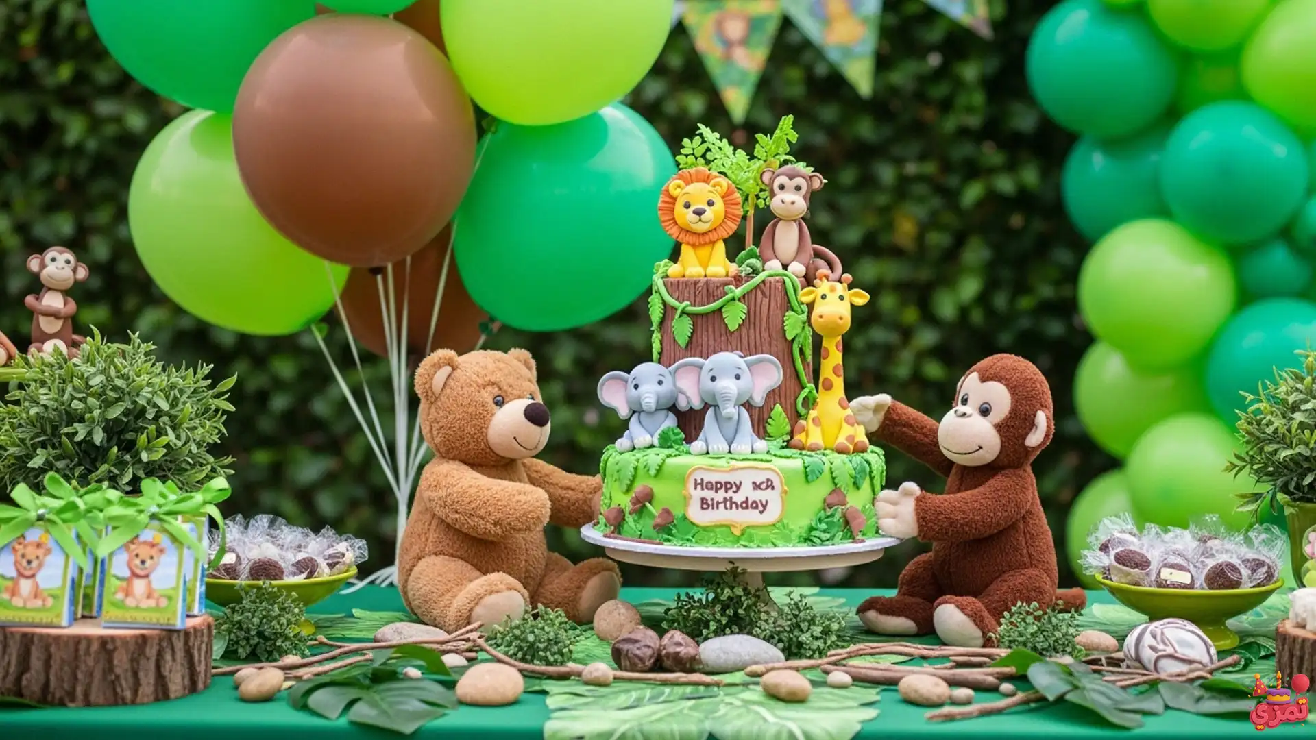 تم تولد پسرانه قهوهای جنگل تم تولد پسرانه جنگل و حیوانات