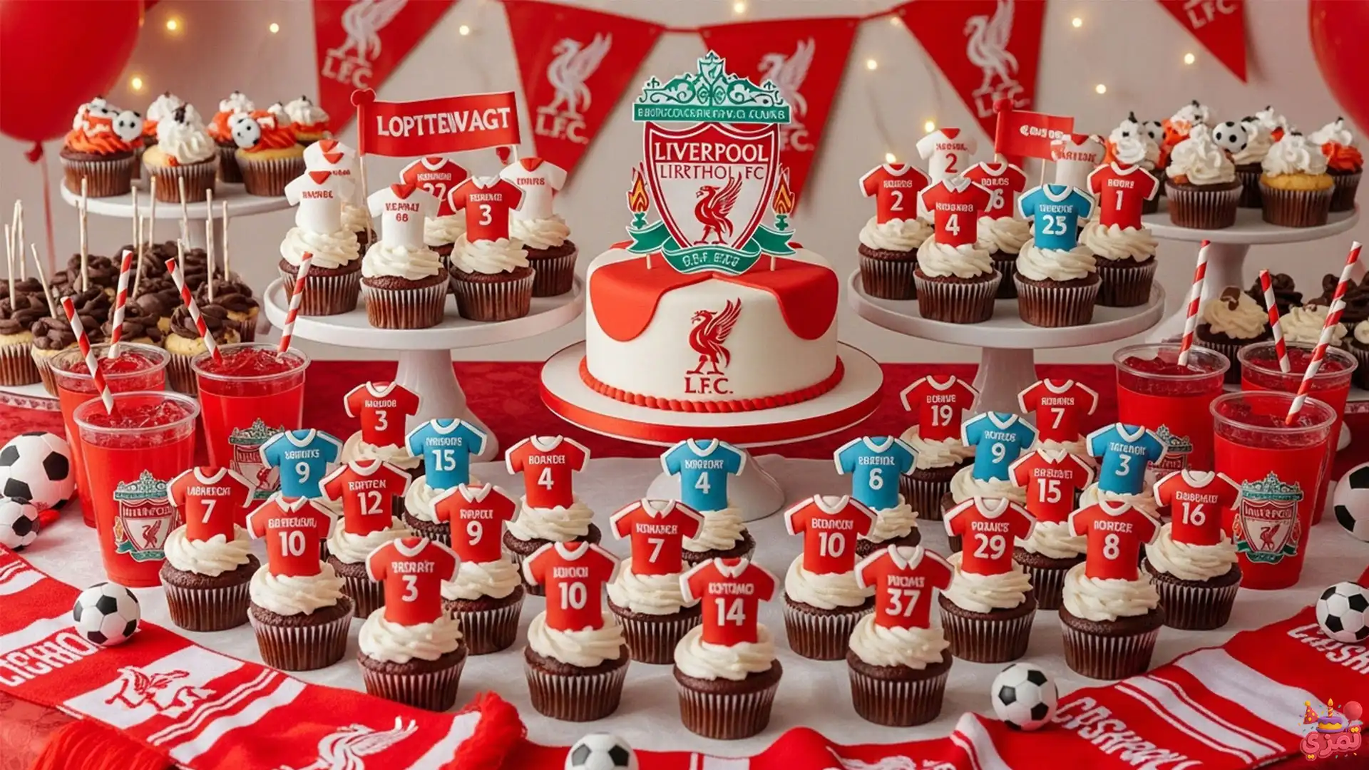 تم تولد پسرانه لیورپول کیک و دسر کیک و دسر تولد لیورپول