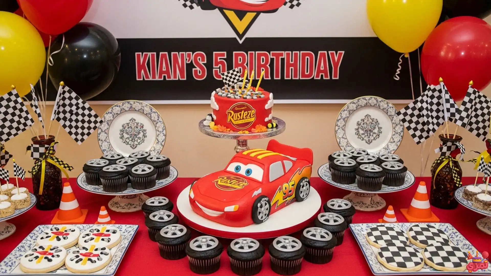 تم تولد پسرانه مک کویین کیک کیک و دسر تولد مک کویین