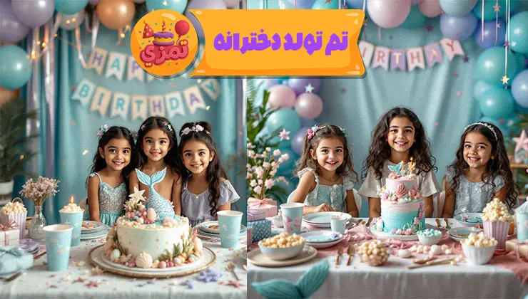 تم پری دریایی دخترانه – میز پذیرایی اقیانوسی