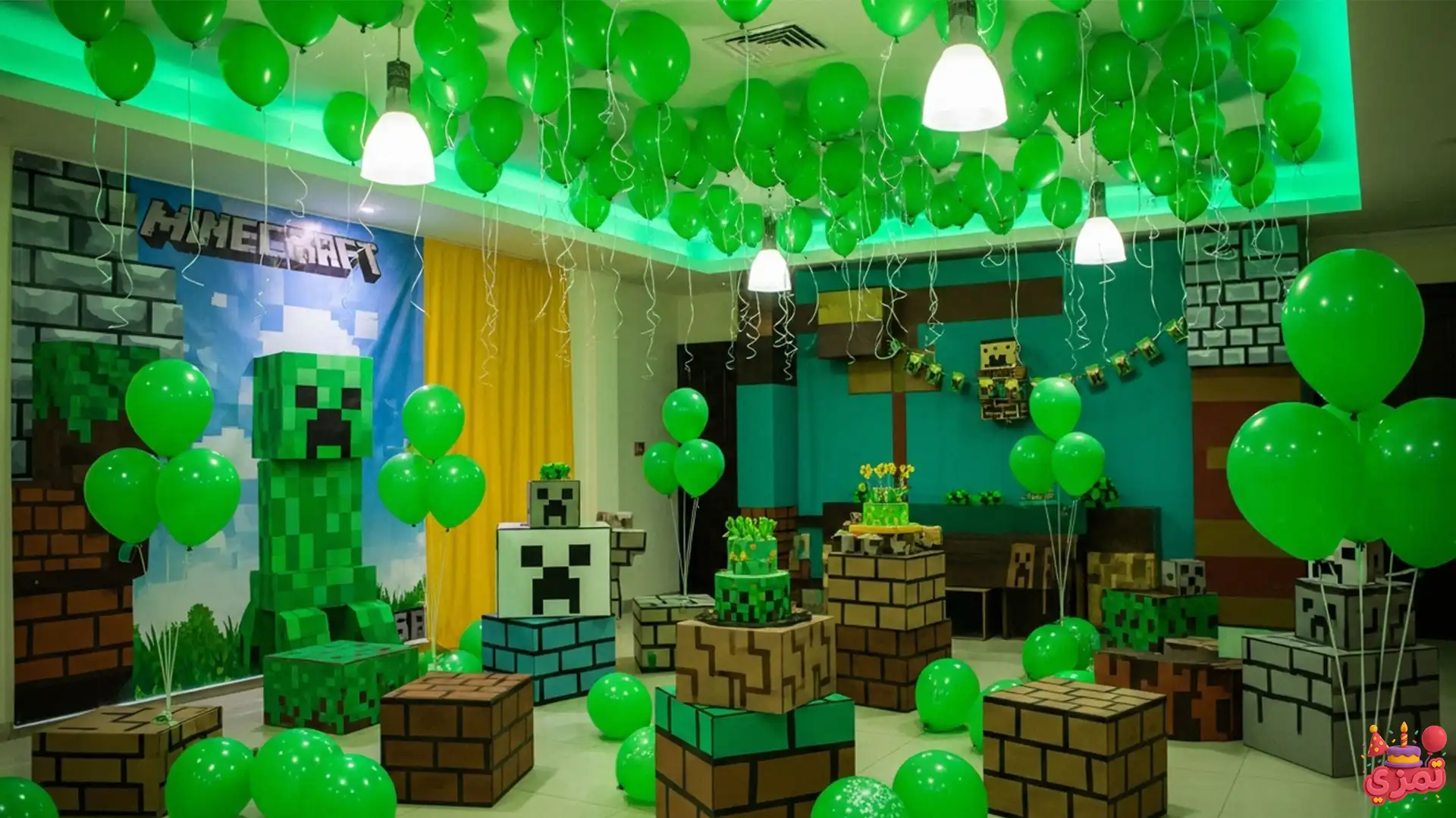 تم تولد پسرانه ماینکرافت دکور بلاکی تم تولد پسرانه ماینکرافت با دکور بلاکی