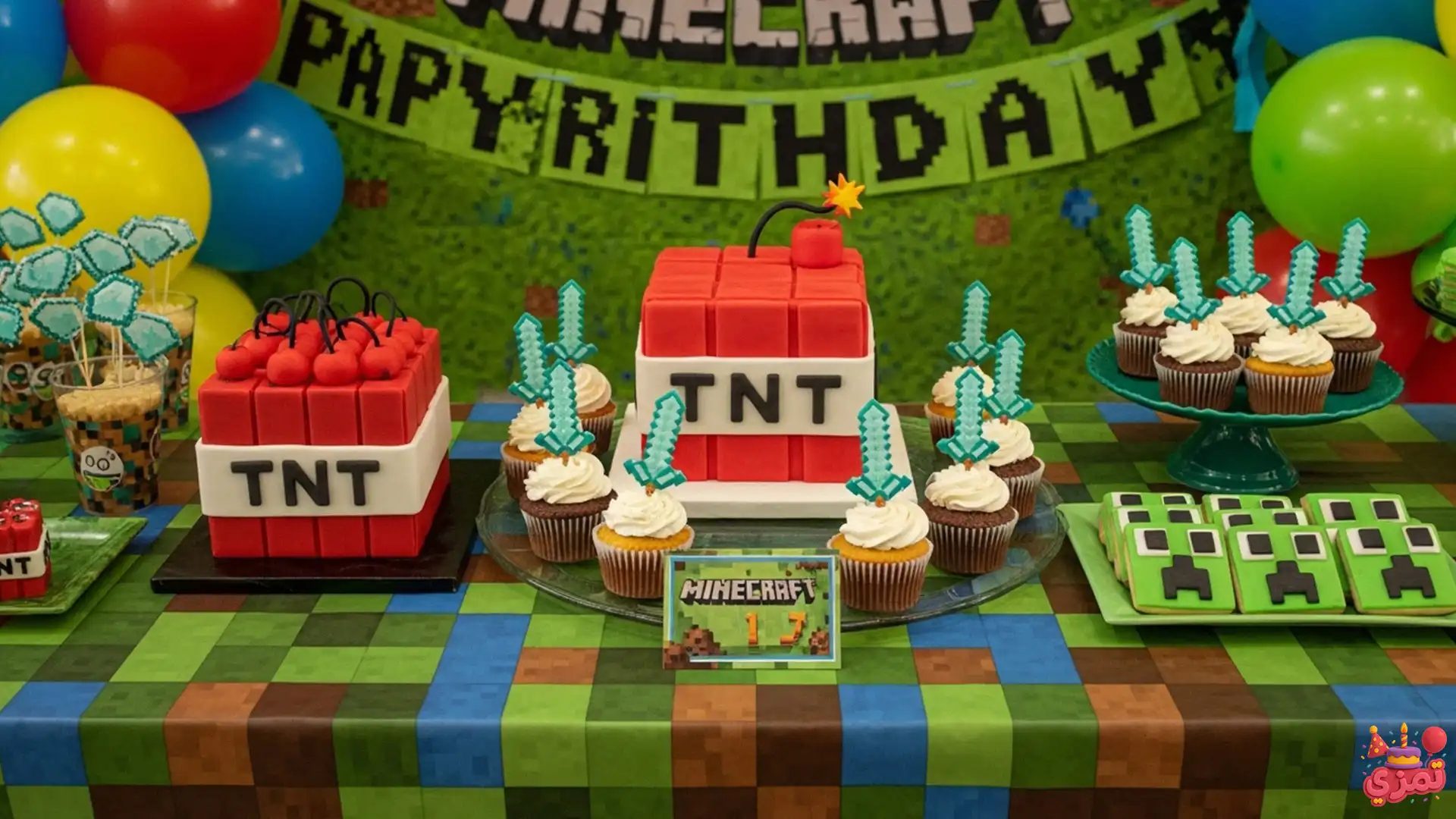 تم تولد پسرانه ماینکرافت میز دسر میز دسر تم تولد پسرانه ماینکرافت