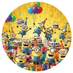 تم تولد دخترانه مینیون‌ها با بادکنک و کیک جشن
