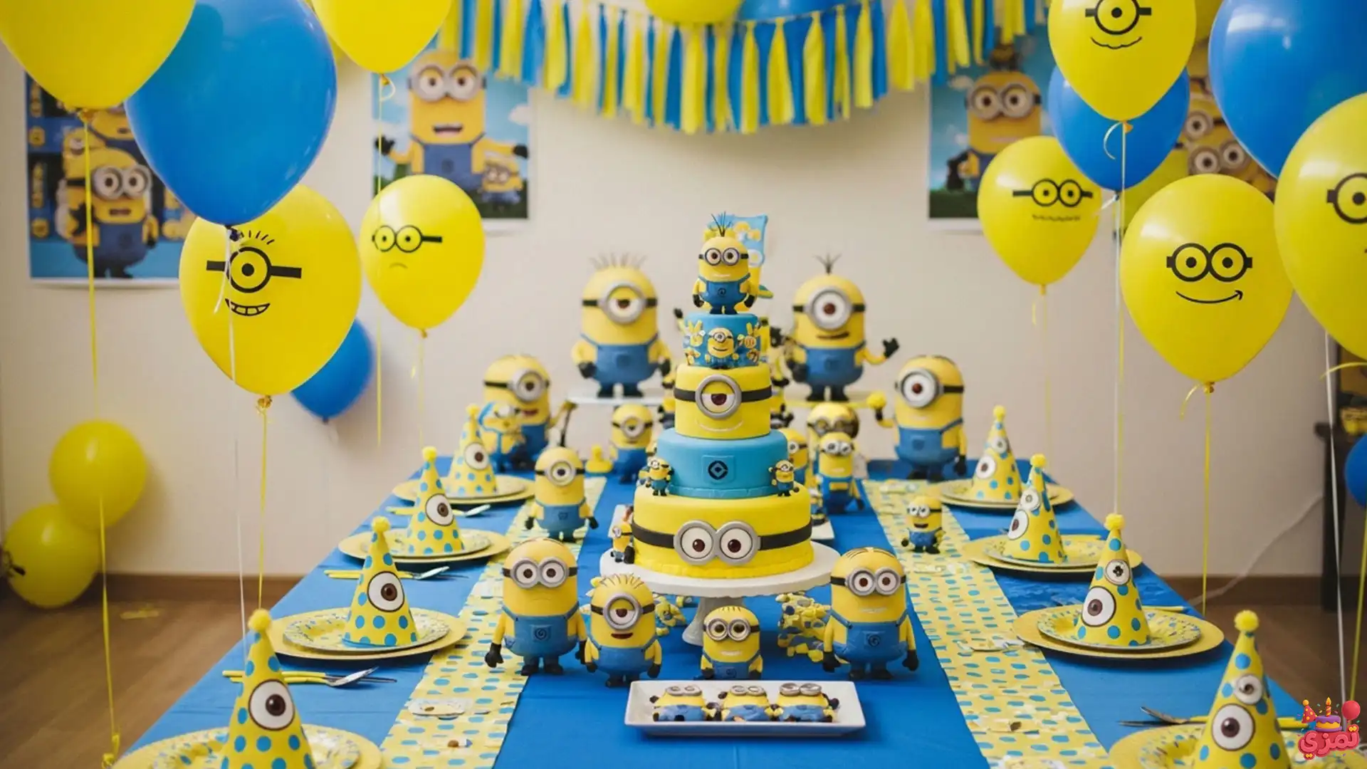 تم تولد پسرانه مینیونها تم تولد پسرانه مینیونها با بادکنکهای زرد و آبی