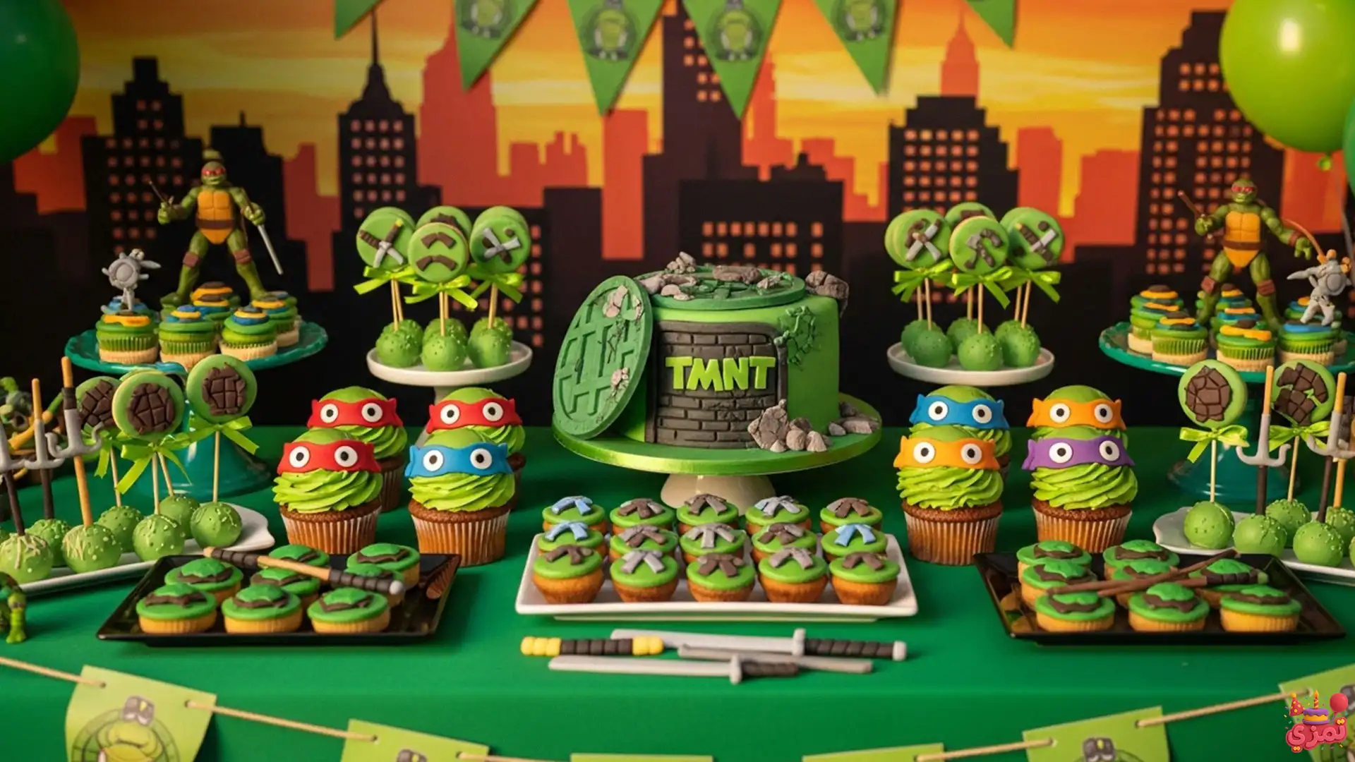تم تولد پسرانه لاک پشت های نینجا کیک کیک تولد لاک پشت های نینجا