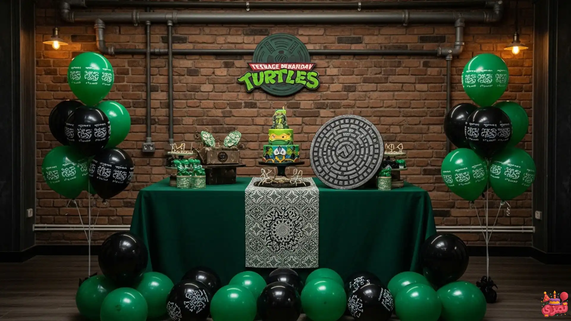 تم تولد پسرانه لاک پشت های نینجا دکور تم تولد لاک پشت های نینجا با دکور شهری