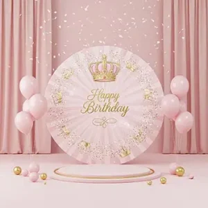 تم تولد دخترانه تاج صورتی با دکور سلطنتی و بادکنک