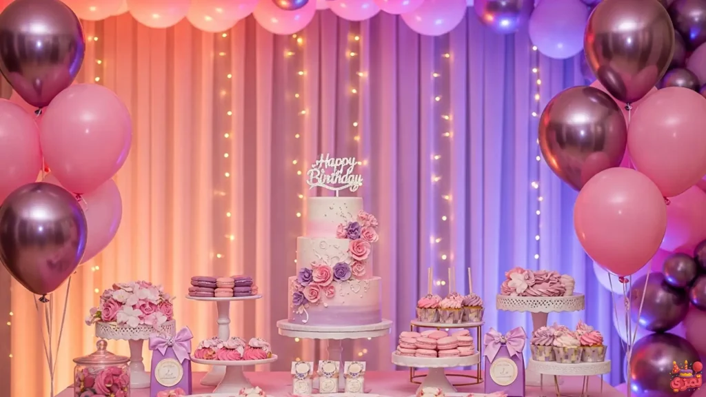 تم تولد دخترانه صورتی و بنفش