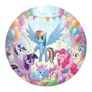 تم تولد دخترانه پونی با اسب‌های رنگارنگ و بادکنک‌های جشن