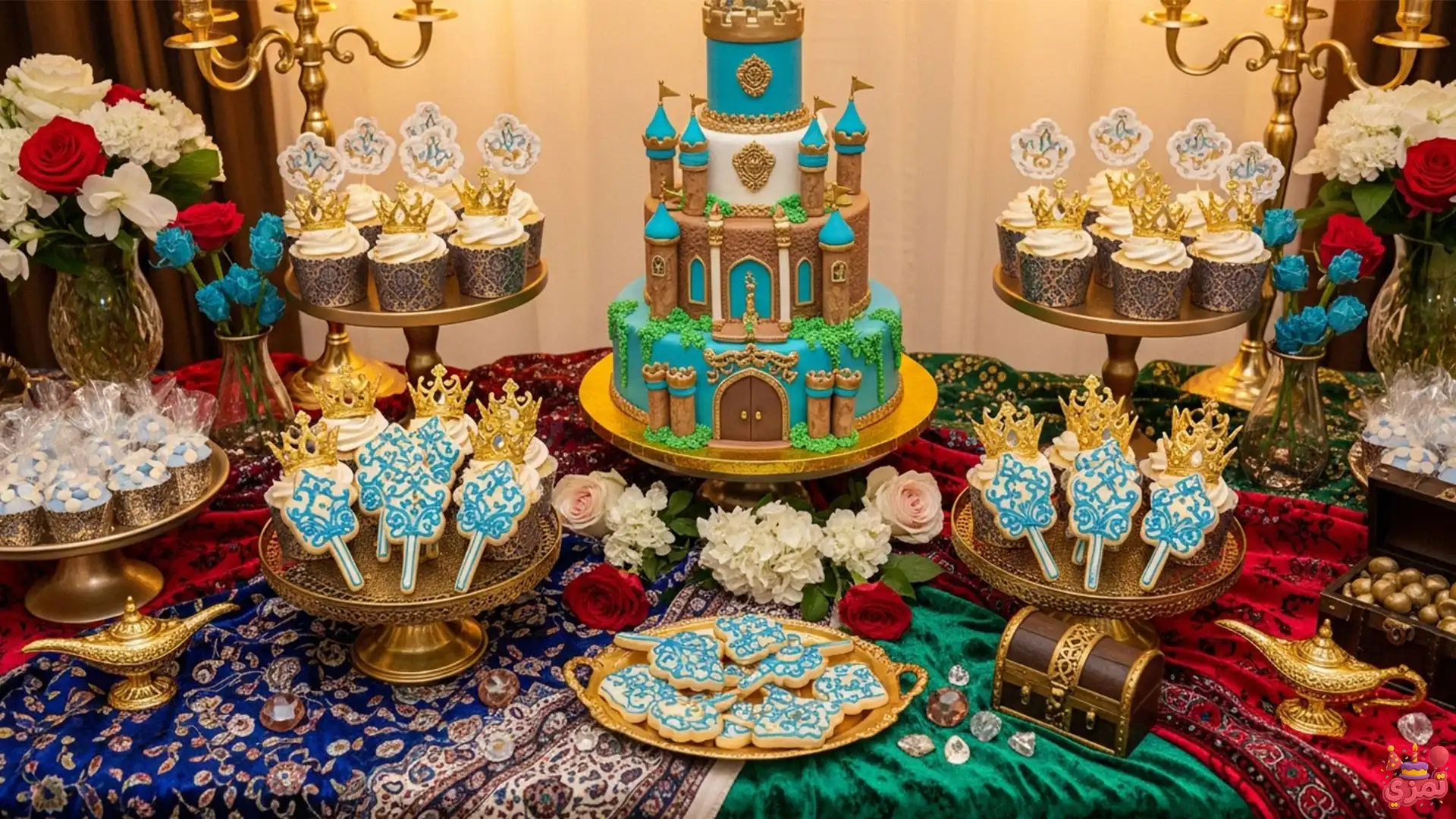 تم تولد دخترانه پرنسس های دیزنی کیک تم تولد دخترانه پرنسسی با دسر