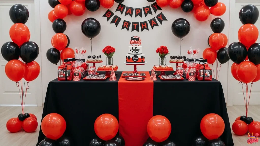 تم تولد پسرانه قرمز و مشکی