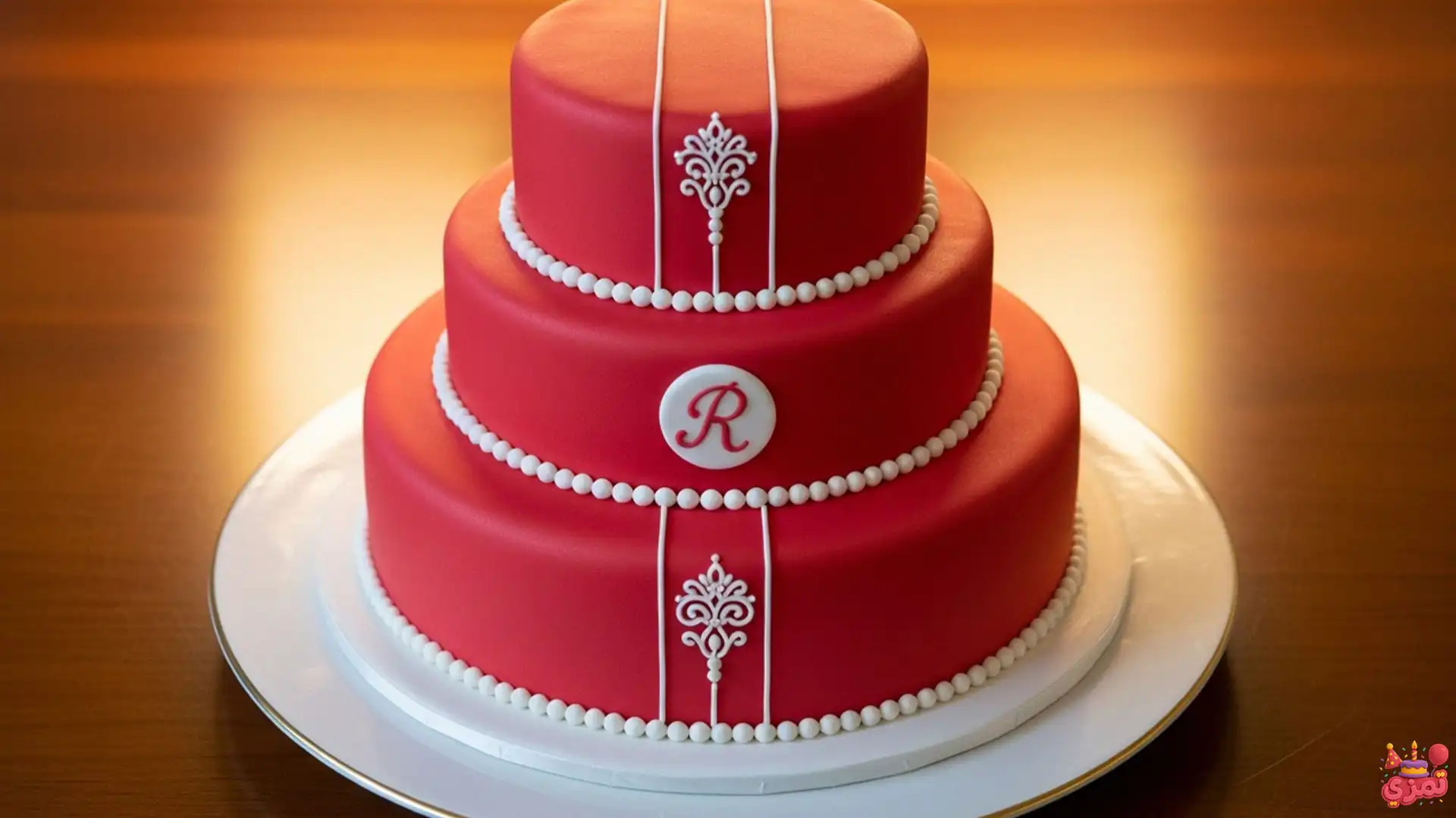 کیک تم تولد پسرانه قرمز سفید