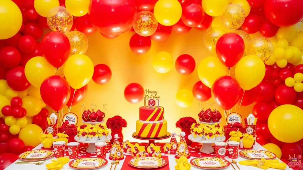 تم تولد پسرانه قرمز و زرد