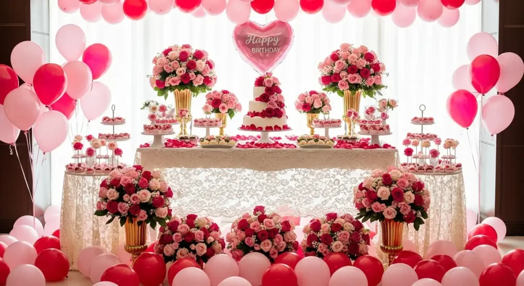 جشن تولد دخترانه با تم گل رز