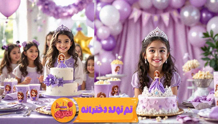 تم پرنسس سوفیا برای تولد دخترانه – بنفش سلطنتی