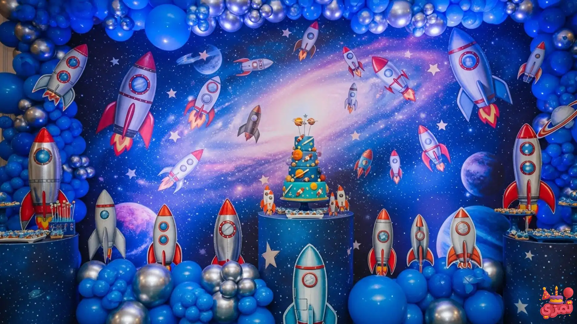 تم تولد ۶ ساله پسرانه فضایی تم تولد ۶ ساله پسرانه فضایی با موشک و ستاره