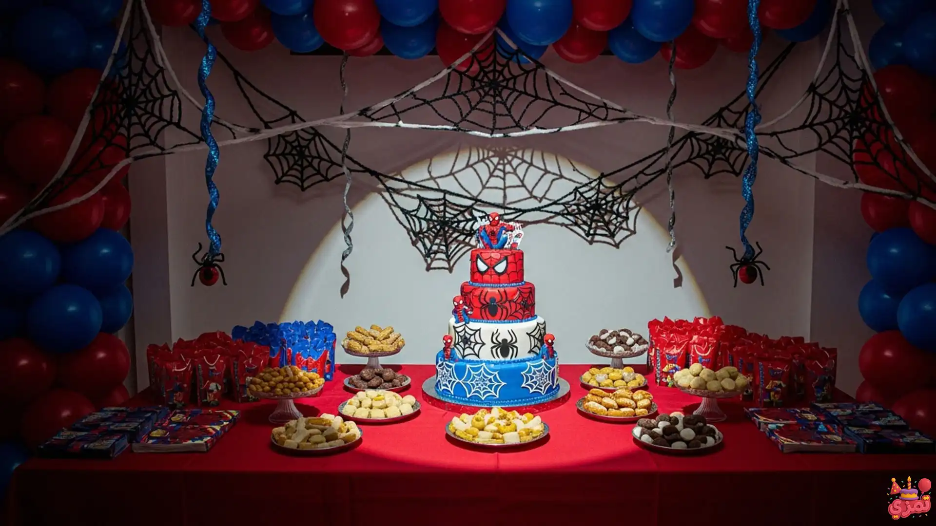 تم تولد پسرانه قرمز و آبی اسپایدرمن تم تولد پسرانه مرد عنکبوتی قرمز و آبی