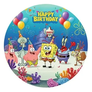 تم تولد دخترانه باب اسفنجی با شخصیت‌های کارتونی و دکور تولد