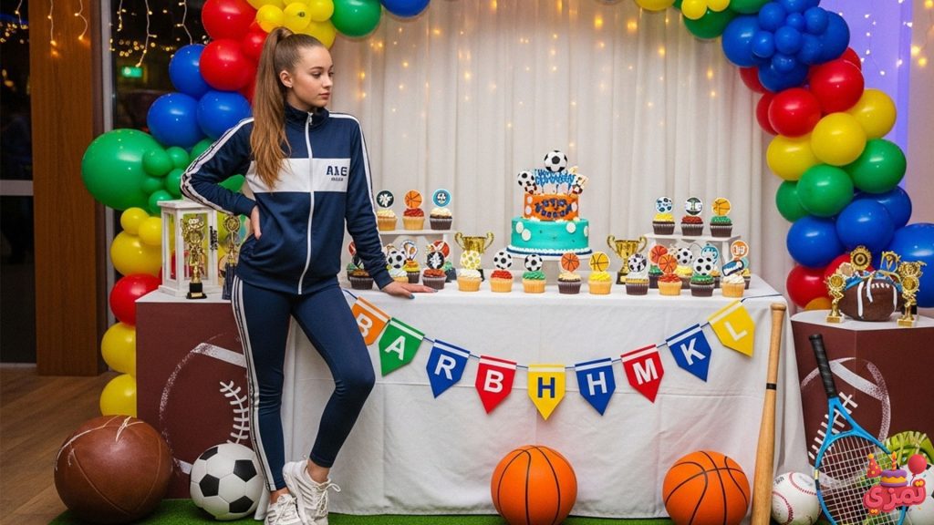 ژست تولد دختر نوجوان اسپرت کنار میز تولد