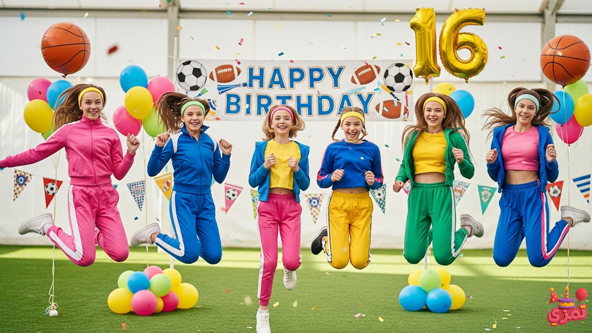 ژست تم تولد دخترانه نوجوان اسپرت