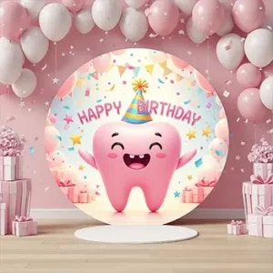 تم تولد دخترانه دندونی با بادکنک و تزیینات صورتی کودکانه