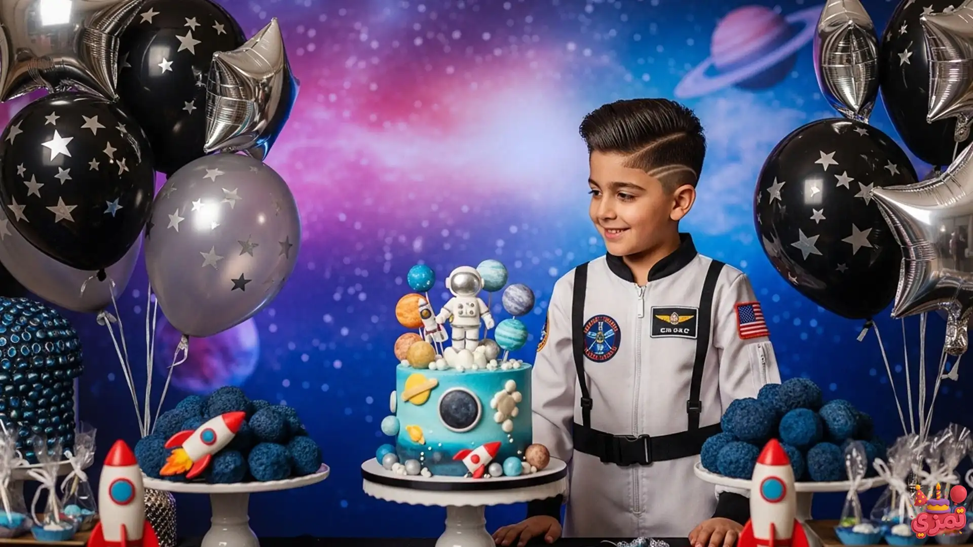 تم تولد پسرانه ترند فضایی تم تولد فضایی پسرانه با سیارهها و موشک