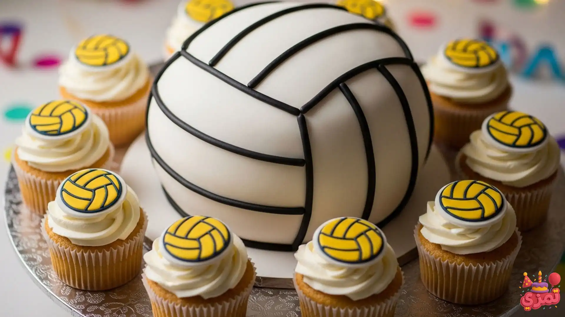کیک تم تولد دخترانه والیبال