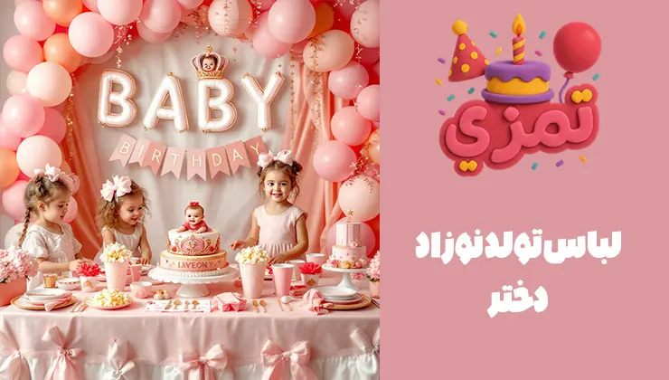 لباس تولد دخترانه نوزادی با طراحی زیبا و رنگ صورتی لباس تولد نوزاد دختر صورتی شیک و فانتزی