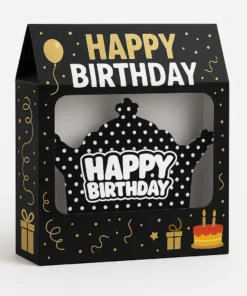 پک تم تولد خالدار مشکی با متن Happy Birthday