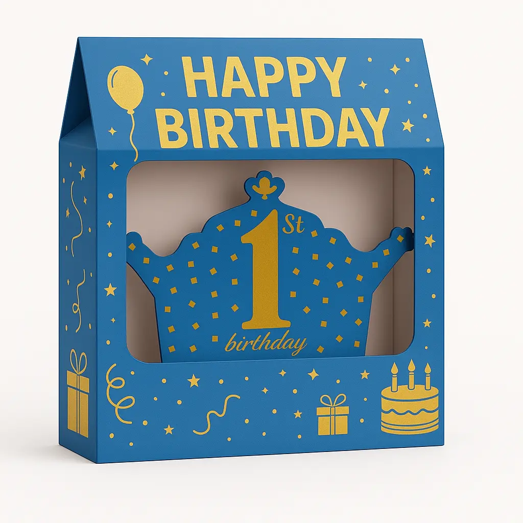 پک تولد تم آبی طلایی برای جشن تولد یک سالگی