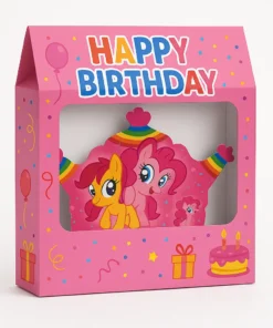 پک تم تولد پونی رنگارنگ با پسزمینه صورتی