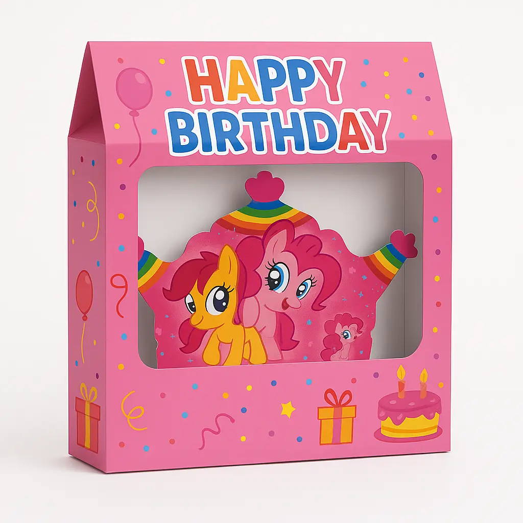 پک تم تولد پونی رنگارنگ با پسزمینه صورتی
