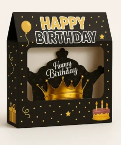پک تم تولد تاج طلایی با رنگ مشکی و طلایی